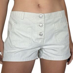 Vintage y2k Levi’s Low-Midrise Cotton Denim Cream Button Fly Shorts 34” 8/10